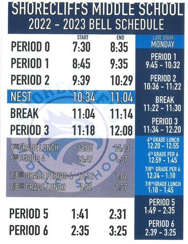 shorecliffs-middle-school-bell-schedule